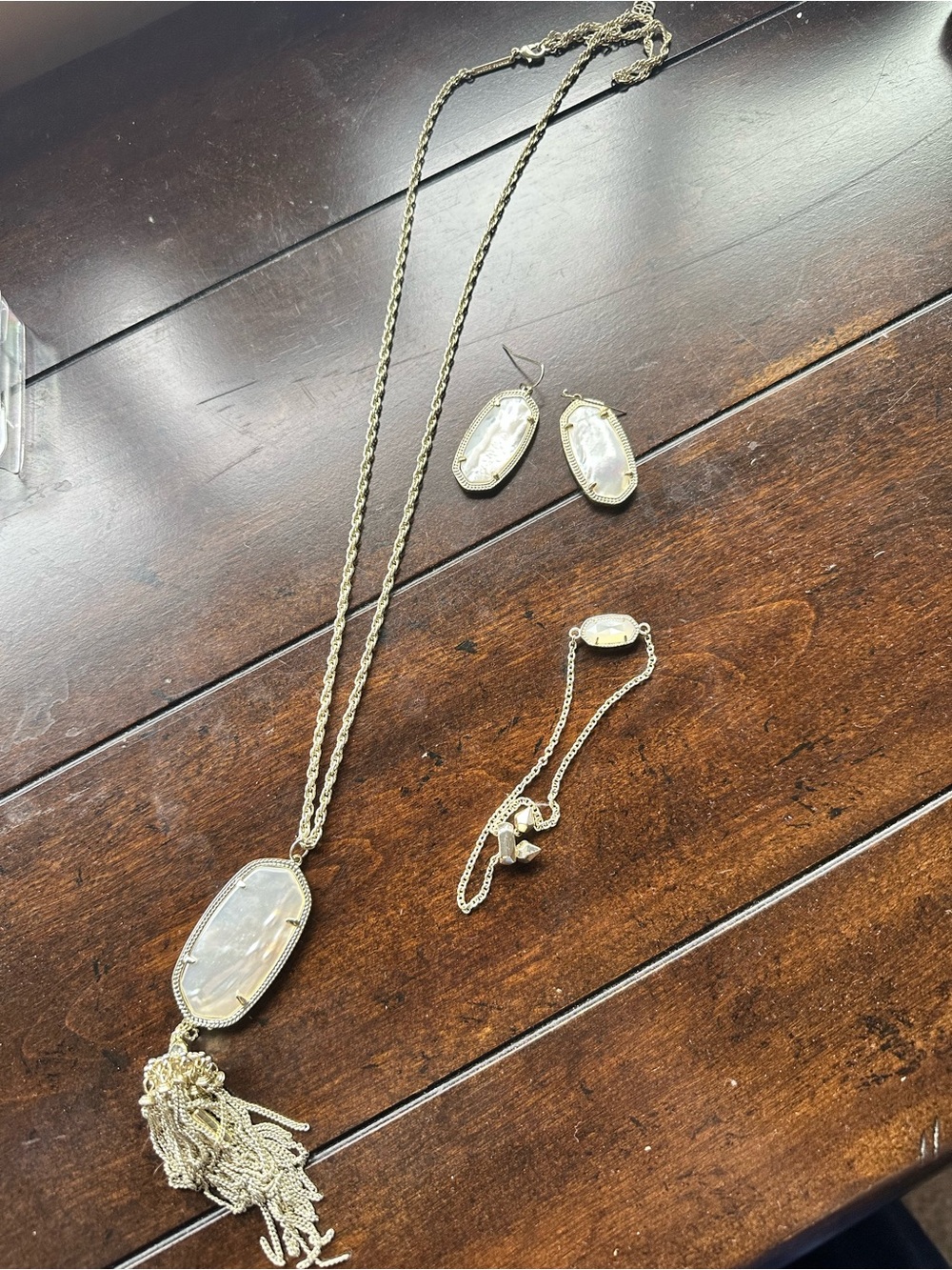 Kendra Scott Gold and White Tassel Pendant Long Necklace - Picture 4 of 4